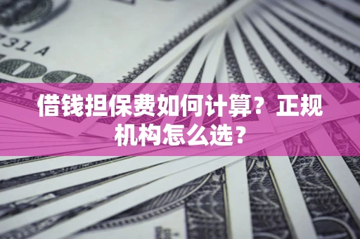 济南借钱担保费如何计算？正规机构怎么选？